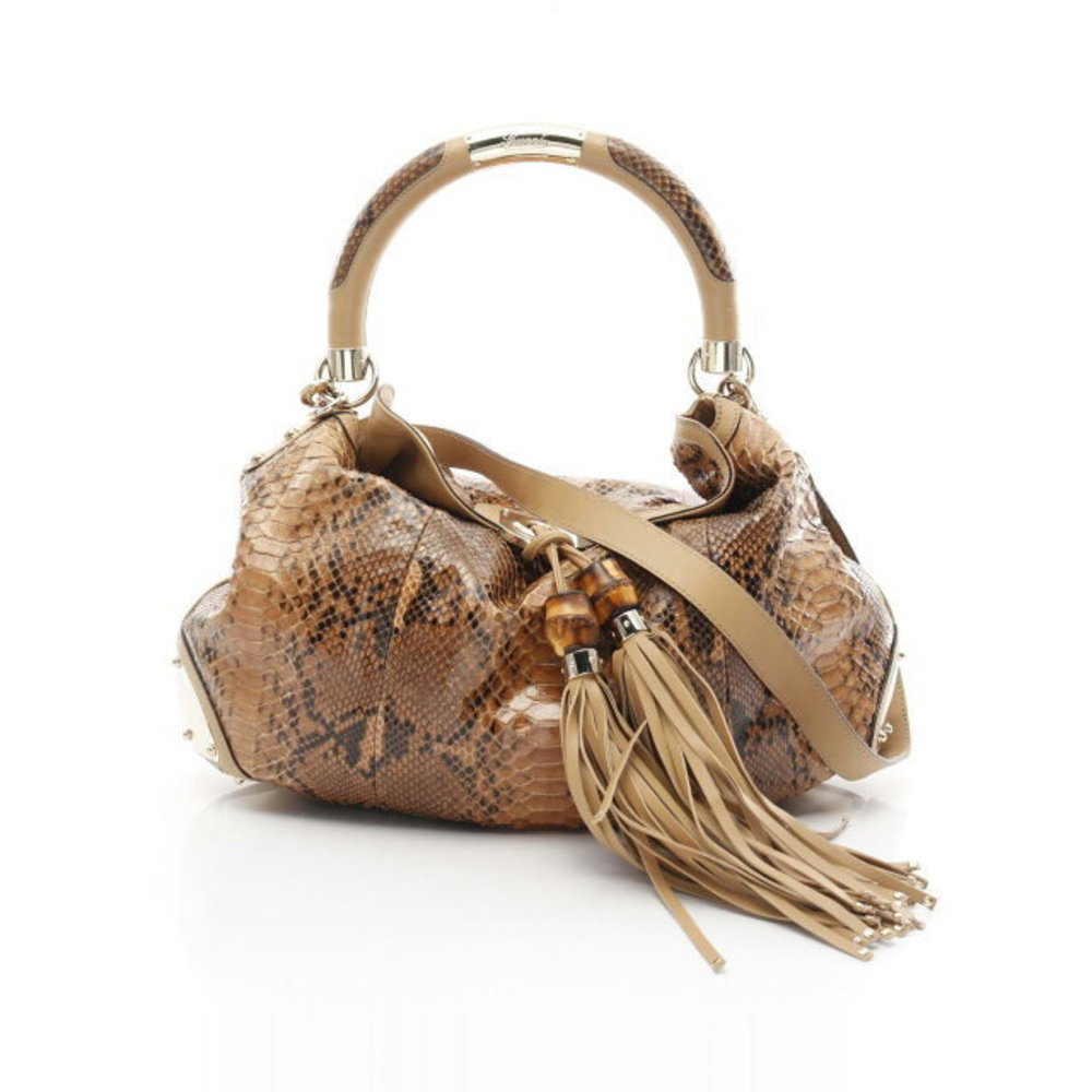 Gucci Indy handbag exotic leather brown